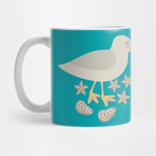 SEAGULL AND SEASHELLS Coastal Seashore Ocean Bird Starfish Shells - UnBlink Studio by Jackie Tahara Mug